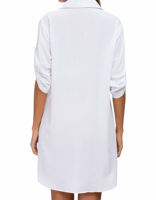 Load image into Gallery viewer, MANAIXUAN Women's Oversized Button Down Shirt Dress Casual 3/4 Sleeve XXL
