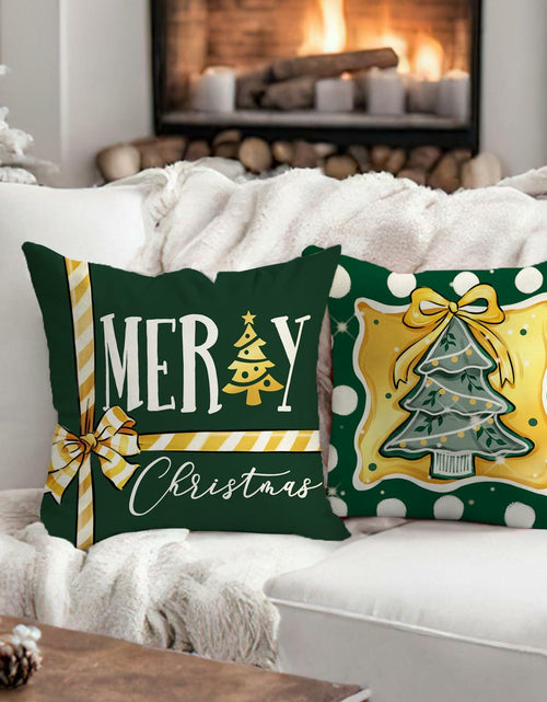 Load image into Gallery viewer, Fahrendom 4-Pack 16x16 Red Green Xmas Tree Snowflake Outdoor Pillow Covers
