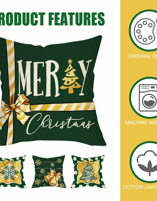 Load image into Gallery viewer, Fahrendom 4-Pack 16x16 Red Green Xmas Tree Snowflake Outdoor Pillow Covers
