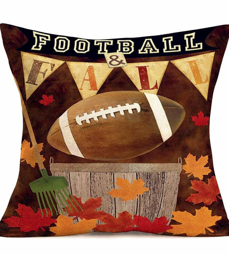 Hopyeer 18x18 AF-Ball Vintage Football Pillow Cover Cotton Linen Throw