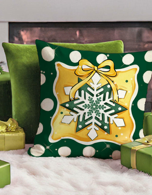 Load image into Gallery viewer, Fahrendom 4-Pack 16x16 Red Green Xmas Tree Snowflake Outdoor Pillow Covers
