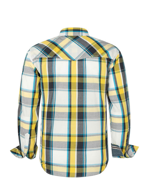 Load image into Gallery viewer, VENZULIA Men's Western Snap Long Sleeve Plaid Shirt White Size 2XL
