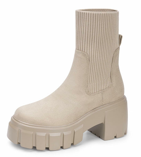 FITORY Women's Chelsea Ankle Boots Tan Size 11 Lightweight Chunky Heel