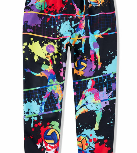 Idgreatim Boys Tie Dye Jogger Pants Volleyball Print Size 8-9 Cool Sweatpants