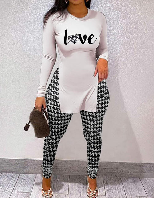 Load image into Gallery viewer, MRSYVES 2PC Women's Khaki Outfit Set L - Pullover Shirt &amp; Leggings Pants
