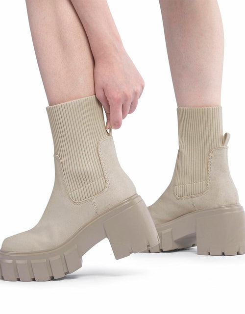 Load image into Gallery viewer, FITORY Women's Chelsea Ankle Boots Tan Size 11 Lightweight Chunky Heel
