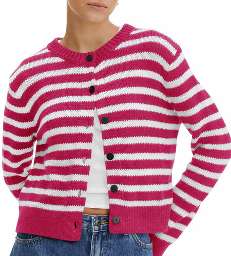 KIRUNDO Womens Cardigan Rose Red X-Small Cropped Button Down Knit Jacket