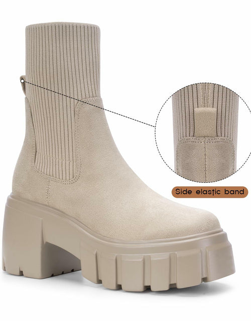 Load image into Gallery viewer, FITORY Women's Chelsea Ankle Boots Tan Size 11 Lightweight Chunky Heel
