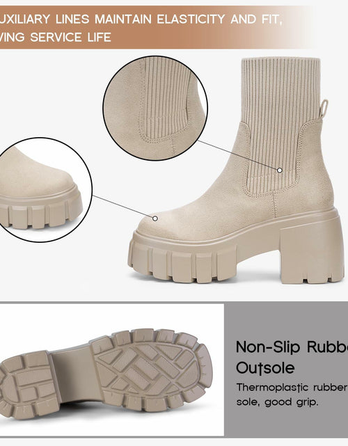 Load image into Gallery viewer, FITORY Women's Chelsea Ankle Boots Tan Size 11 Lightweight Chunky Heel
