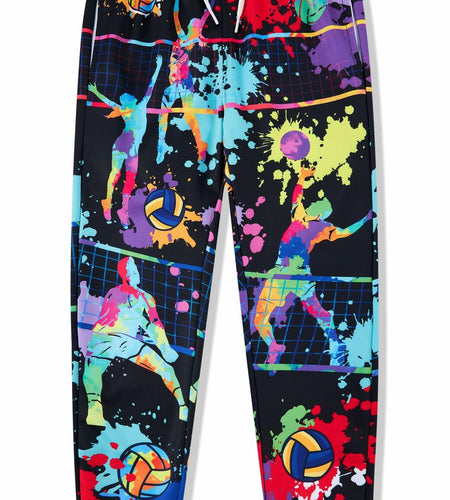 Idgreatim Boys Tie Dye Jogger Pants Volleyball Print Size 8-9 Cool Sweatpants