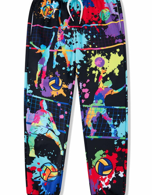 Load image into Gallery viewer, Idgreatim Boys Tie Dye Jogger Pants Volleyball Print Size 8-9 Cool Sweatpants
