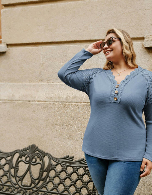 Load image into Gallery viewer, Hanna Nikole Women's Long Sleeve Shirt Trendy Grey Blue Size 20 Plus
