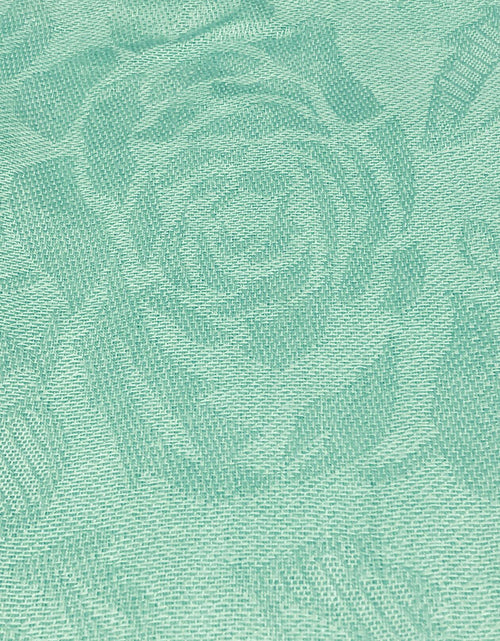 Load image into Gallery viewer, Elu Pashmina Shawl Large Flower Textured Sea Green Soft Wrap 78x28
