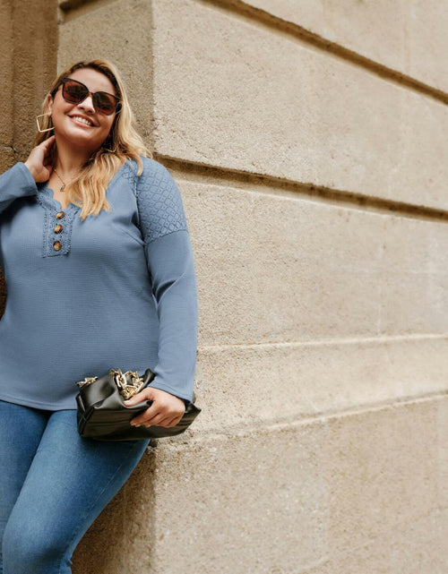 Load image into Gallery viewer, Hanna Nikole Women's Long Sleeve Shirt Trendy Grey Blue Size 20 Plus

