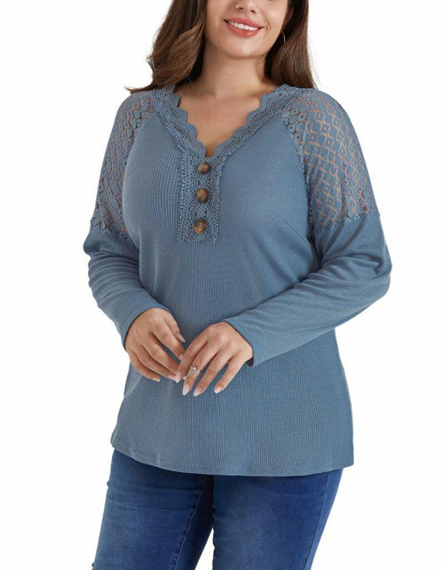 Load image into Gallery viewer, Hanna Nikole Women's Long Sleeve Shirt Trendy Grey Blue Size 20 Plus
