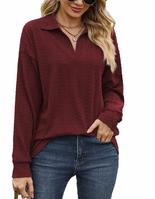 Load image into Gallery viewer, Fall Tops Women 2024 Long Sleeve Black Medium Sweater Blouse Casual
