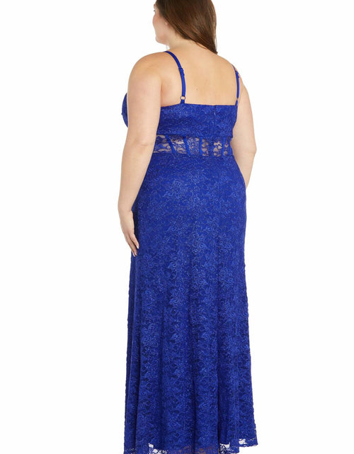 Load image into Gallery viewer, MORGAN AND CO. Plus Size Lace Whispers Corset Gown, Royal - Size 14
