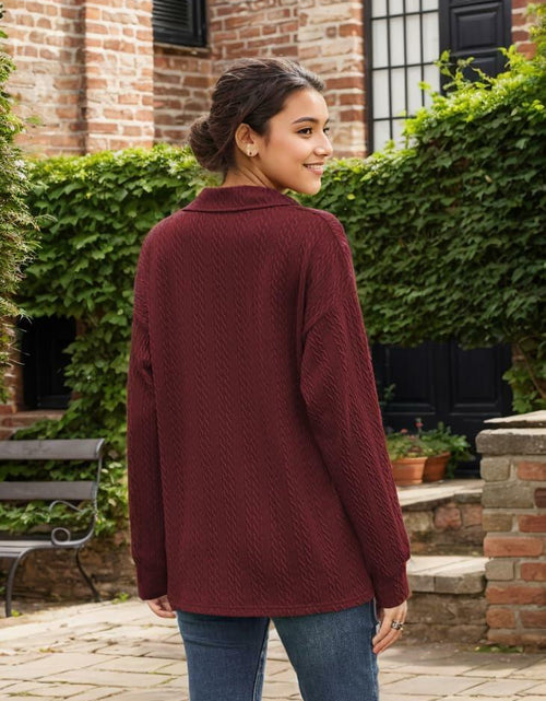 Load image into Gallery viewer, Fall Tops Women 2024 Long Sleeve Black Medium Sweater Blouse Casual
