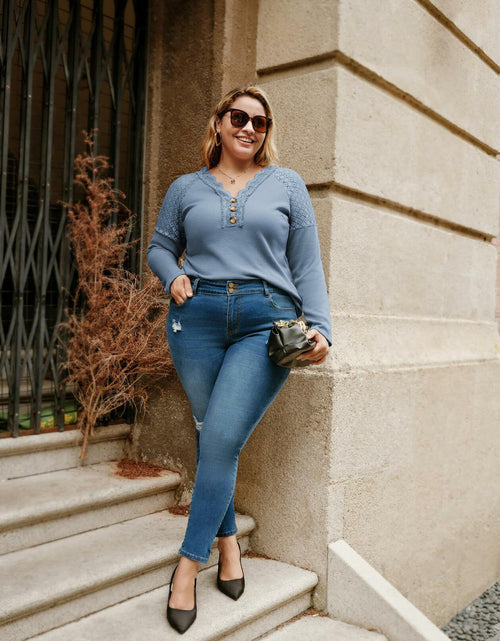 Load image into Gallery viewer, Hanna Nikole Women's Long Sleeve Shirt Trendy Grey Blue Size 20 Plus
