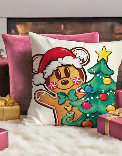Load image into Gallery viewer, Fahrendom 4-Pack 18x18 Magenta Christmas Gingerbread Man Pillow Covers Set
