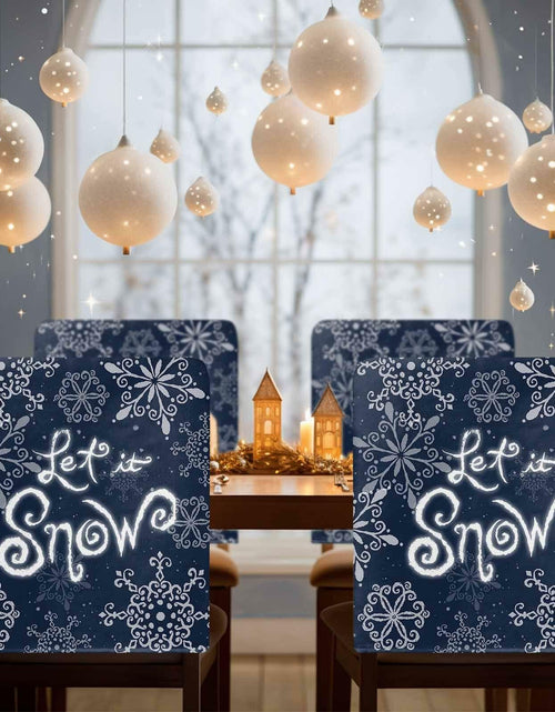 Load image into Gallery viewer, Christmas Chair Covers Set of 4 Snowflake Chair Slipcover Protector Washable
