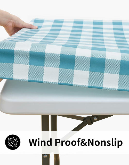 Load image into Gallery viewer, Smiry Rectangle Waterproof Vinyl Picnic Tablecloth 30x72 White Orange Plaid

