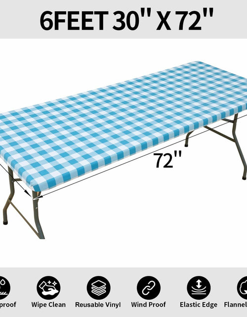 Load image into Gallery viewer, Smiry Rectangle Waterproof Vinyl Picnic Tablecloth 30x72 White Orange Plaid
