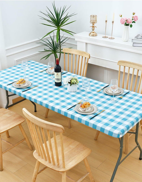 Load image into Gallery viewer, Smiry Rectangle Waterproof Vinyl Picnic Tablecloth 30x72 White Orange Plaid
