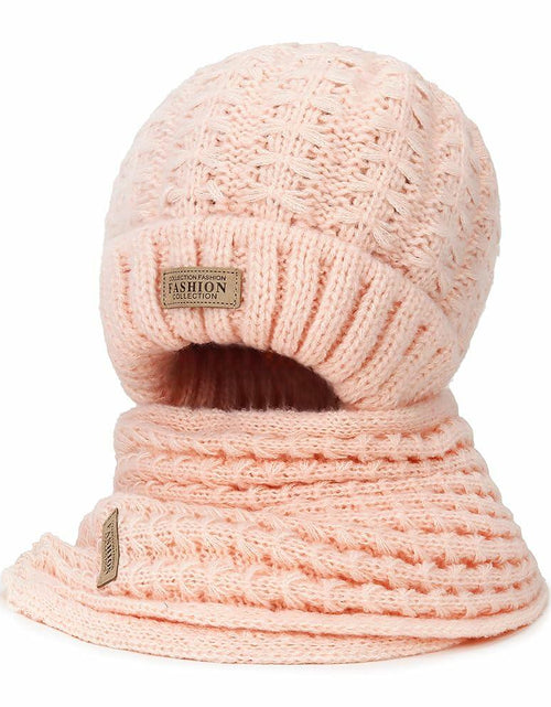 Load image into Gallery viewer, Wander Agio Women's Winter Wool Knit Beanie &amp; Scarf Set Pink 3pc
