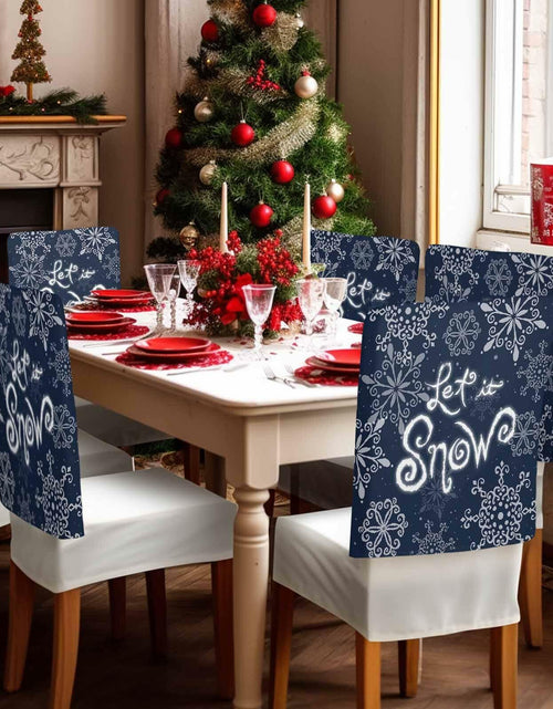 Load image into Gallery viewer, Christmas Chair Covers Set of 4 Snowflake Chair Slipcover Protector Washable

