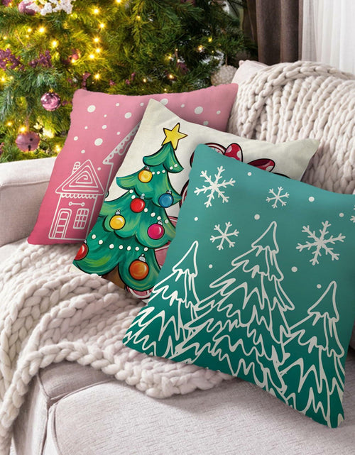 Load image into Gallery viewer, Fahrendom 4-Pack 18x18 Magenta Christmas Gingerbread Man Pillow Covers Set
