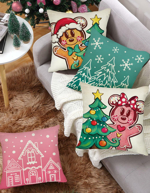 Load image into Gallery viewer, Fahrendom 4-Pack 18x18 Magenta Christmas Gingerbread Man Pillow Covers Set
