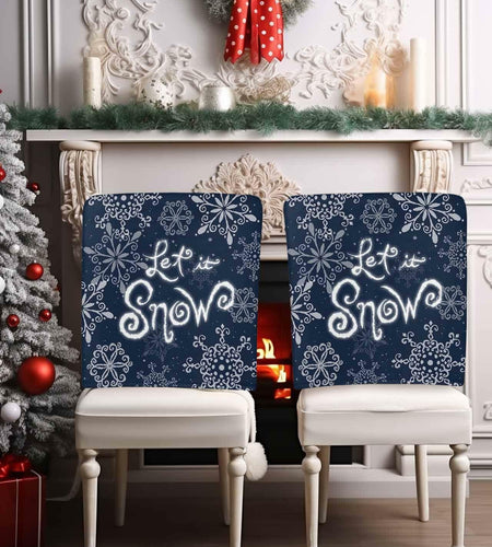 Christmas Chair Covers Set of 4 Snowflake Chair Slipcover Protector Washable