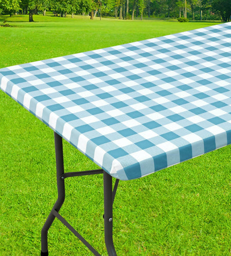 Smiry Rectangle Waterproof Vinyl Picnic Tablecloth 30x72 White Orange Plaid
