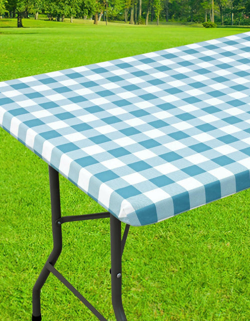 Load image into Gallery viewer, Smiry Rectangle Waterproof Vinyl Picnic Tablecloth 30x72 White Orange Plaid
