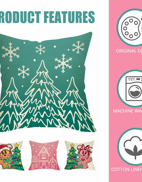 Load image into Gallery viewer, Fahrendom 4-Pack 18x18 Magenta Christmas Gingerbread Man Pillow Covers Set
