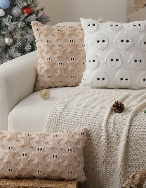 Load image into Gallery viewer, Allorry 2-Pack 18x18 Beige Gingerbread Christmas Pillow Covers Soft Plush Fur
