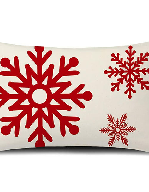 Load image into Gallery viewer, GTEXT Christmas Pillow Cover Red Snowflakes Linen 20x12 Inch Holiday Decor
