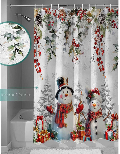 Load image into Gallery viewer, Christmas Snowman Shower Curtain 72x72in Waterproof Fabric Farmhouse 12 Hooks
