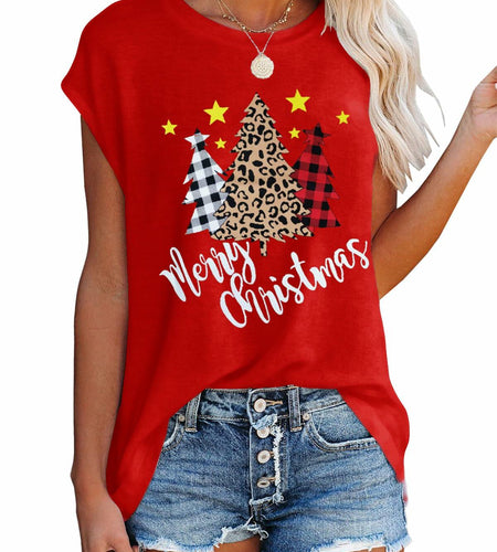 WMZCYXY Womens Tank Top Sleeveless Red Christmas Tree Size L