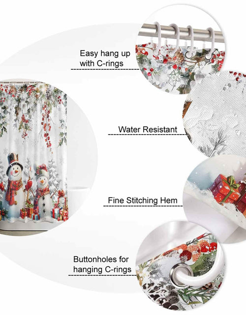 Load image into Gallery viewer, Christmas Snowman Shower Curtain 72x72in Waterproof Fabric Farmhouse 12 Hooks

