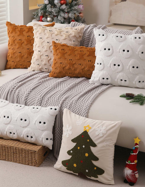 Load image into Gallery viewer, Allorry 2-Pack 18x18 Beige Gingerbread Christmas Pillow Covers Soft Plush Fur
