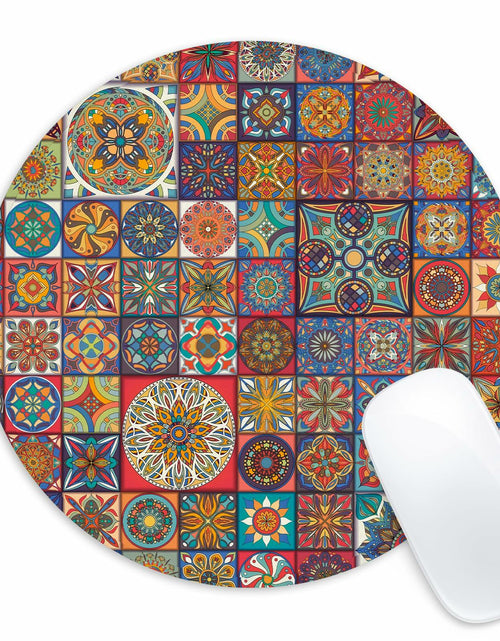 Load image into Gallery viewer, Boho Round Mouse Pad 8.7in Non-Slip Rubber Base Home Office Decor
