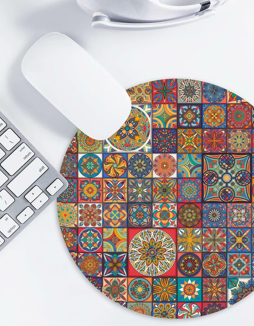 Load image into Gallery viewer, Boho Round Mouse Pad 8.7in Non-Slip Rubber Base Home Office Decor

