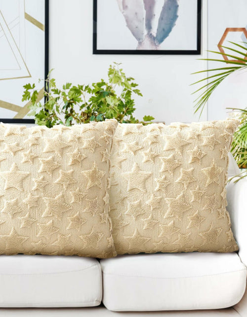 Load image into Gallery viewer, Set of 2 Christmas Pillow Covers 18x18 Cream Beige Plush Velvet Soft Throw
