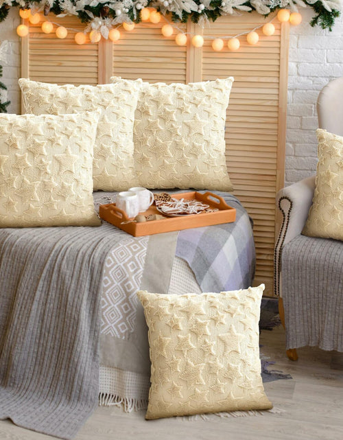 Load image into Gallery viewer, Set of 2 Christmas Pillow Covers 18x18 Cream Beige Plush Velvet Soft Throw
