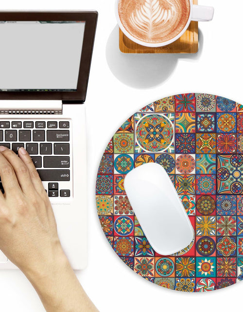 Load image into Gallery viewer, Boho Round Mouse Pad 8.7in Non-Slip Rubber Base Home Office Decor
