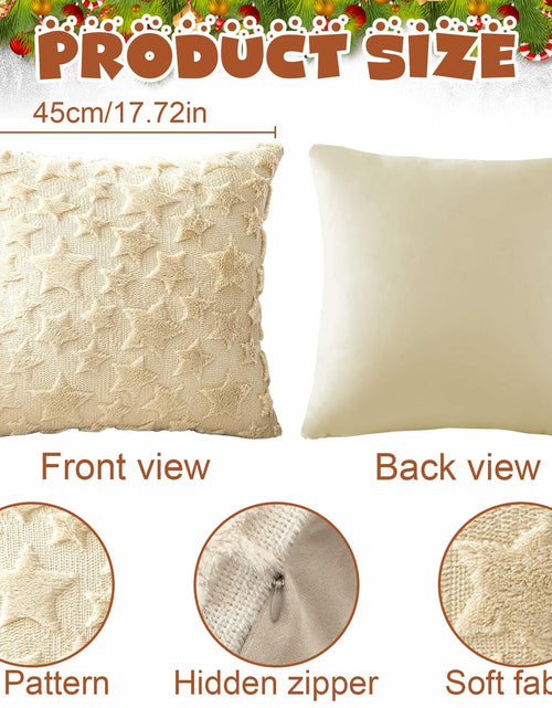 Load image into Gallery viewer, Set of 2 Christmas Pillow Covers 18x18 Cream Beige Plush Velvet Soft Throw
