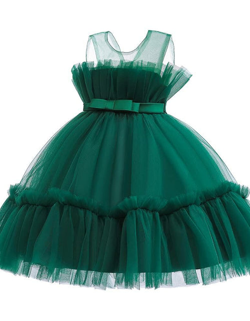 Load image into Gallery viewer, guchoo Girls Christmas Flower Ball Gown Dress Green, Size 12-18 months
