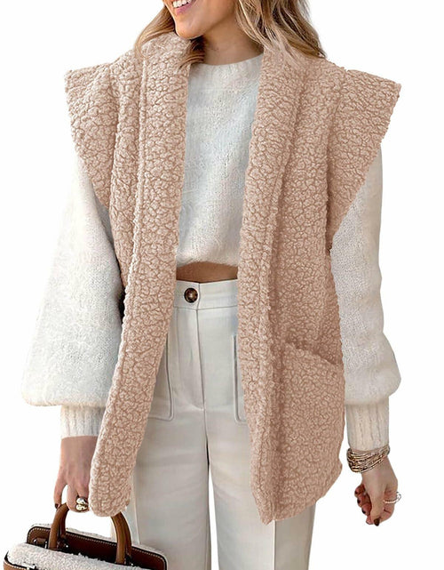 Load image into Gallery viewer, Tankaneo Womens Sherpa Fleece Vest Lightweight Teddy Jacket - Size L
